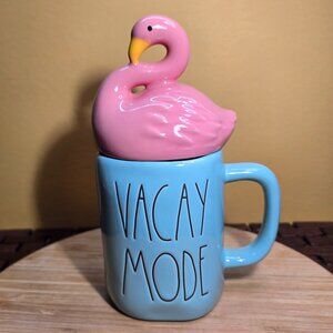 Rae Dunn VACAY MODE Mug Cup with roof lid - Ceramic - NWOT